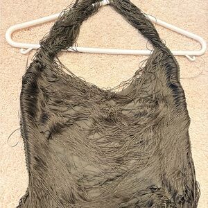 Edikted Black Fringe Crop Top